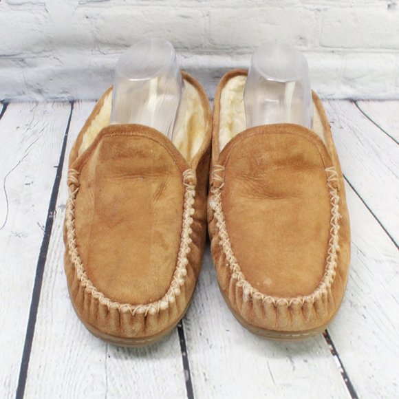 LL Bean Brown Suede Wicked Good Scuffs Shearling Lined Slippers Size 11 M - Picture 5 of 9